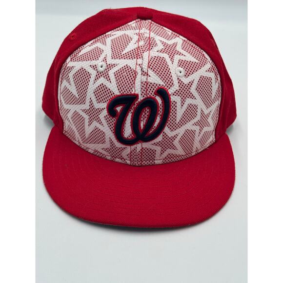 Washington Nationals Red Fitted Hat w/ White Stars Size 7 1/4 - Picture 2 of 12